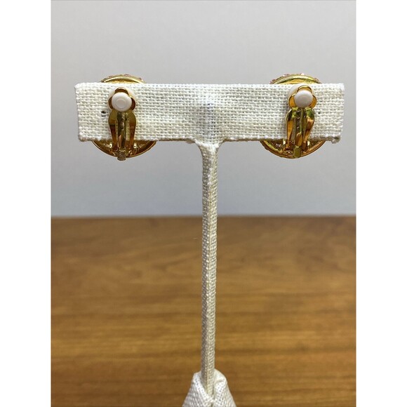 Joan Rivers Pink Rhinestone & Faux Pearl Clip On Earrings - Picture 7 of 10